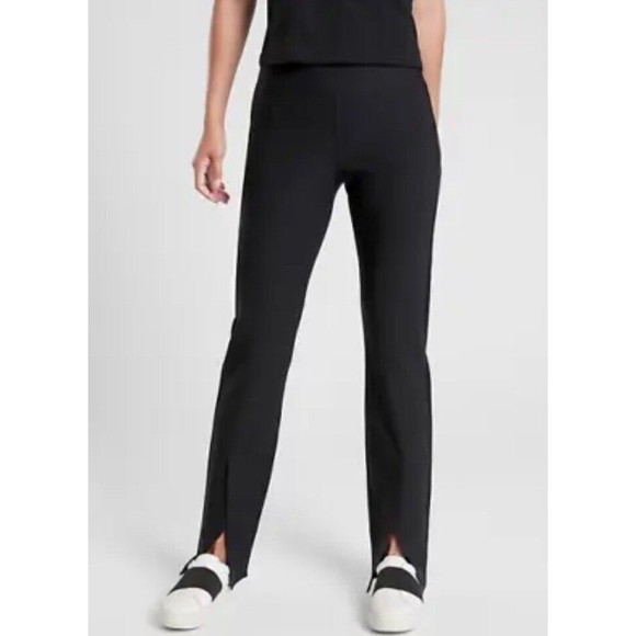 Athleta Pants - Athleta Tights Pants Womens 8 Black Interstellar Split Hem Zip Waist Travel